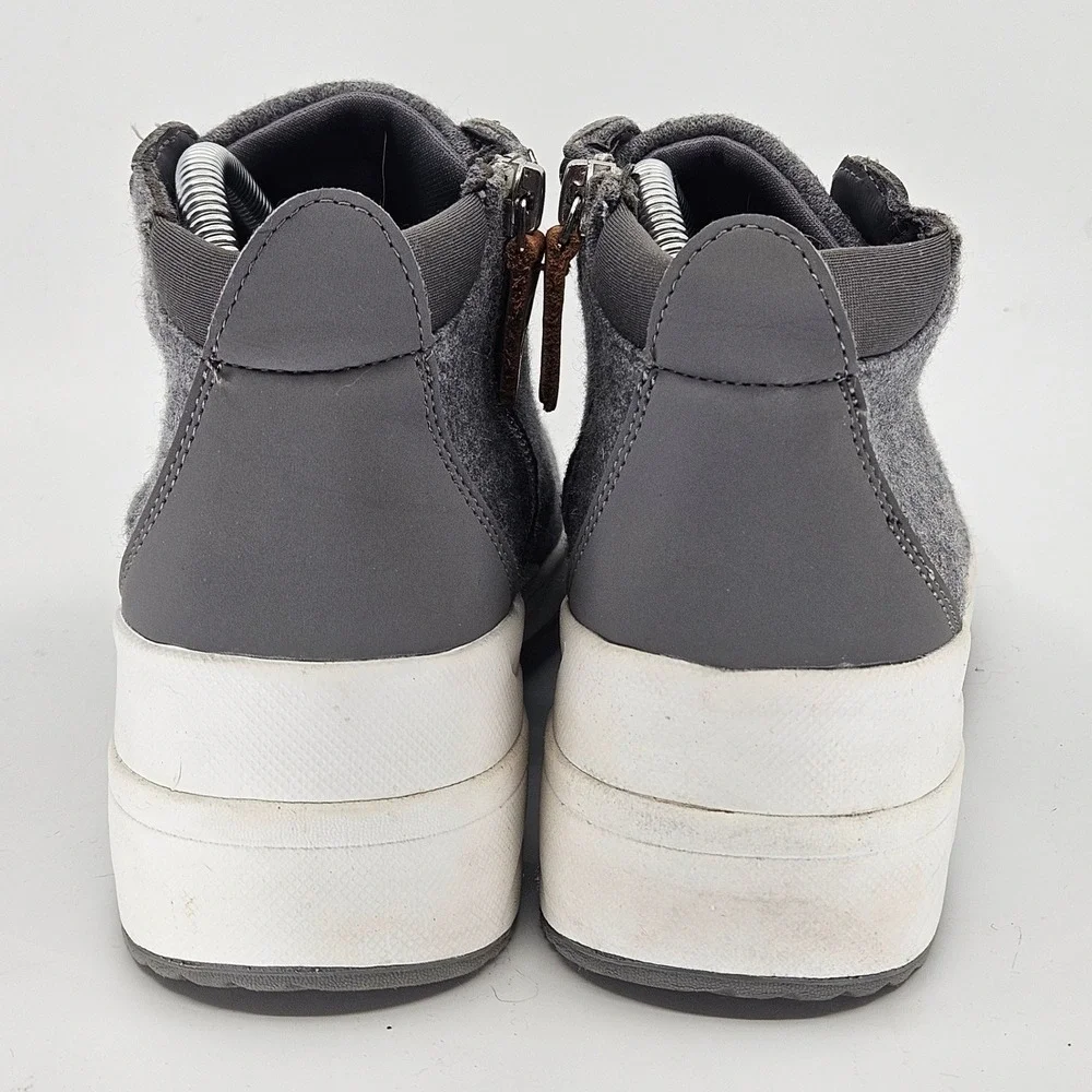 Ryka Gwyn Women's Gray Wedge‎ Wool Blend Sneaker Boot Side Zip Comfort Size 9.5M